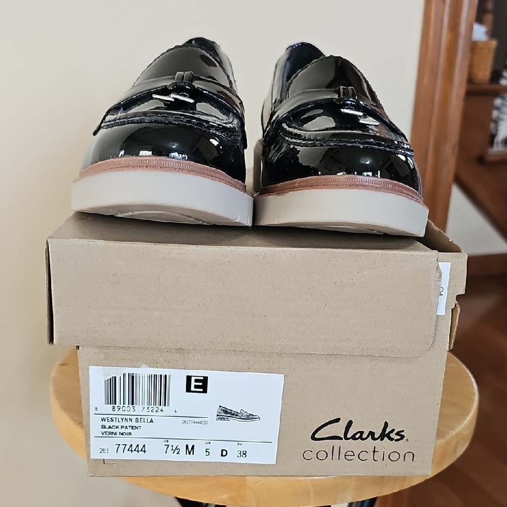 Clarks Black Patent Leather Loafers